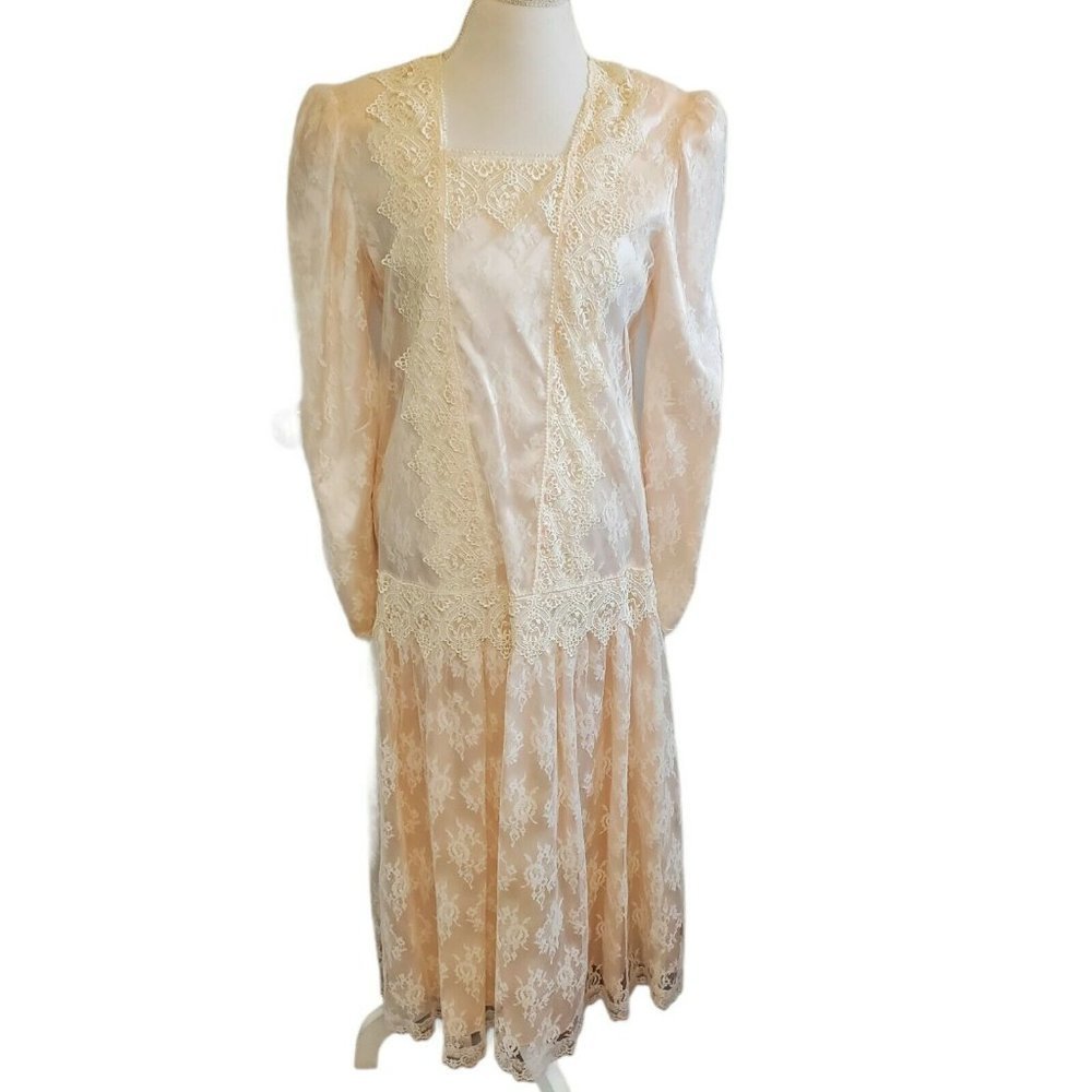 Vintage Victorian Style Lace‎ Cottagecore Dress